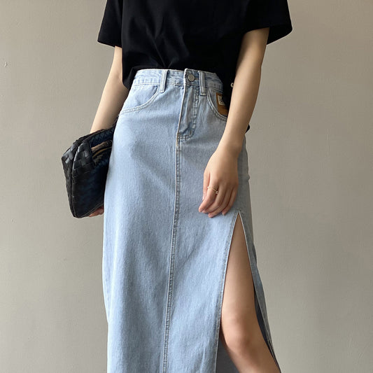 Maze Side Slit Denim Skirt