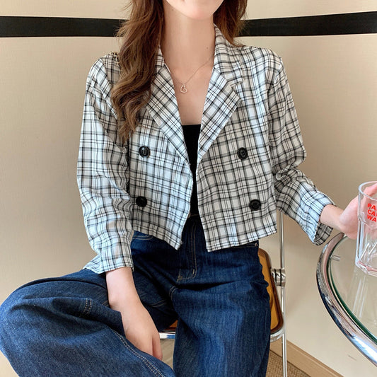 Rory Long Sleeve Plaid Blazer