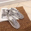 Bling Shoelace Calf Leather Sneakers
