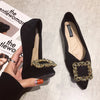 Embellished Crystal Faux Suede Pointed Flats
