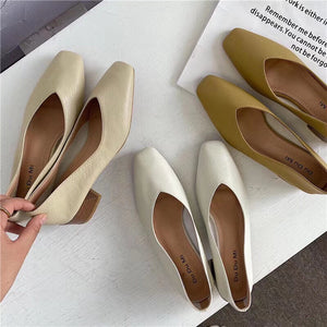 Wooden Block Heel Pumps