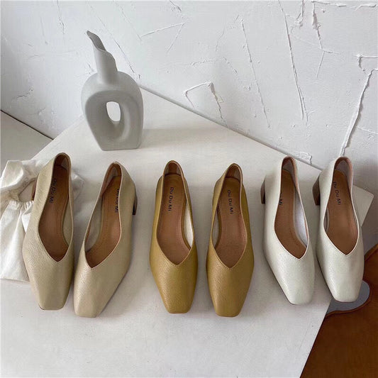 Wooden Block Heel Pumps