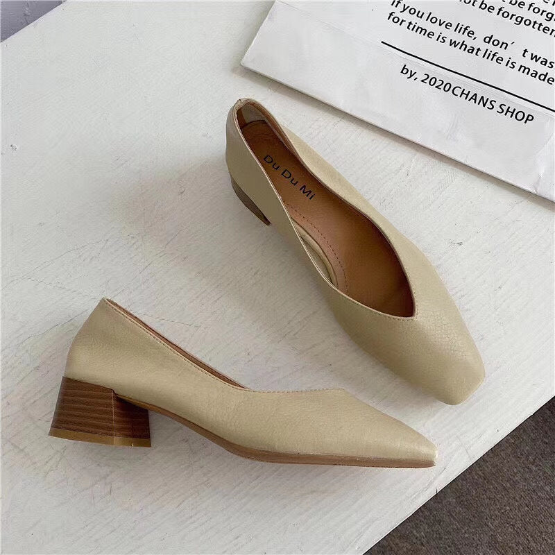 Wooden Block Heel Pumps