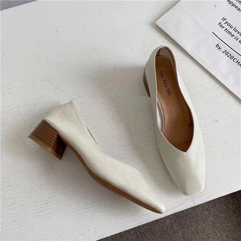 Wooden Block Heel Pumps