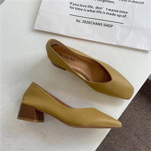 Wooden Block Heel Pumps