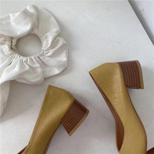 Wooden Block Heel Pumps