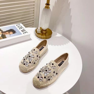 Floral Motif Embellishment Rope Flats