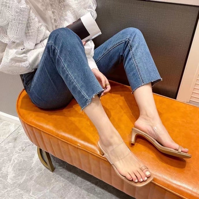 Transparent Open Toe Slip On