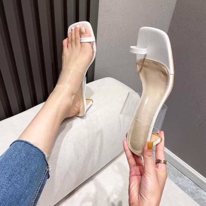 Transparent Open Toe Slip On