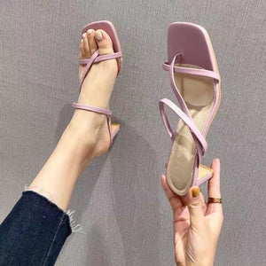 Criss Cross 3 Straps Slip On Heels