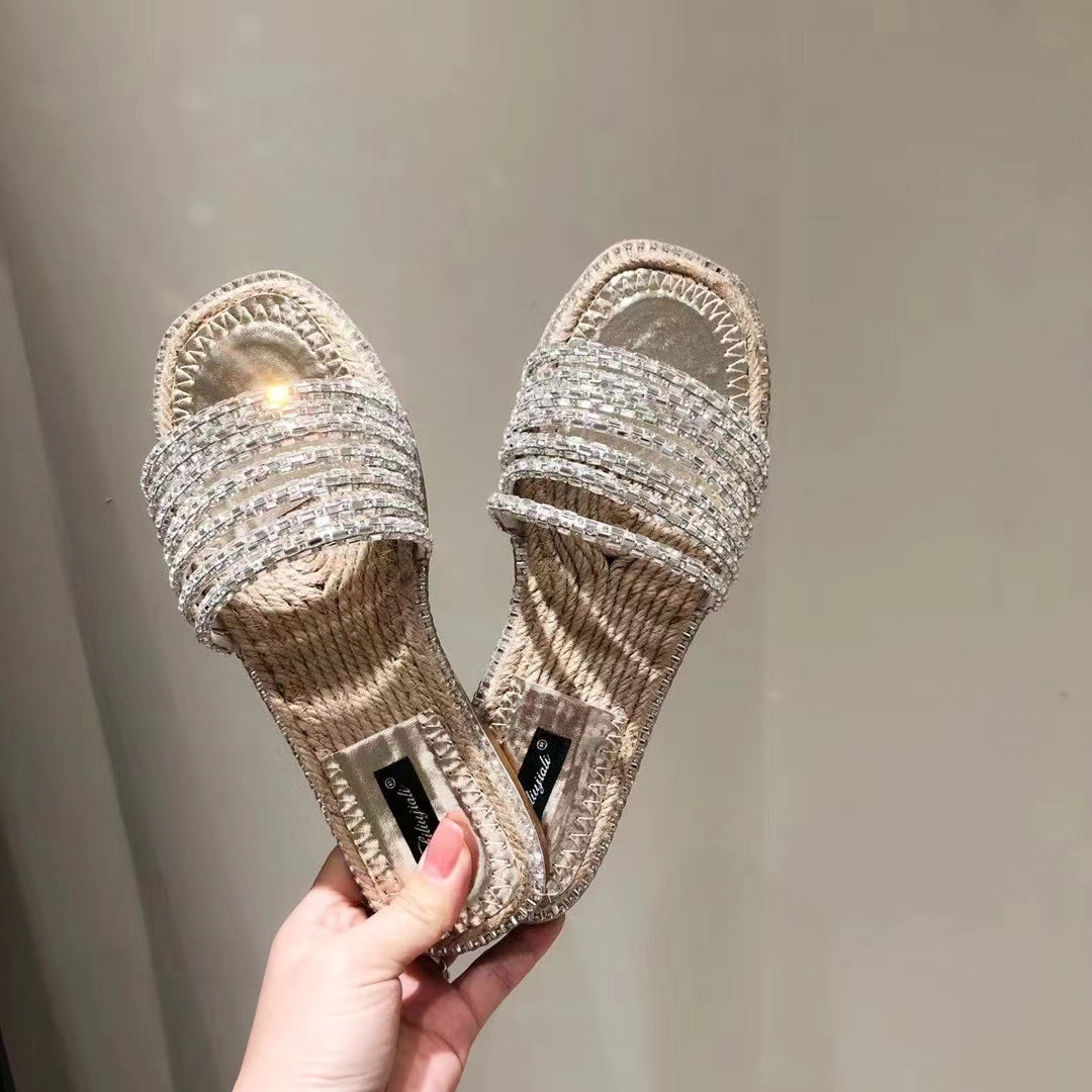 Transparent Bling Rope Sandals