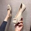 Ariel Pearl Buckle Pointed Flats