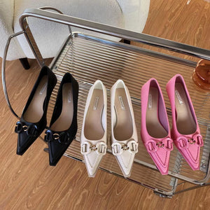 Katie Pointed Buckle Kitten Heels