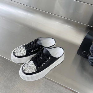 Marissa Bling Embellishments Calf Leather Slip On Sneakers