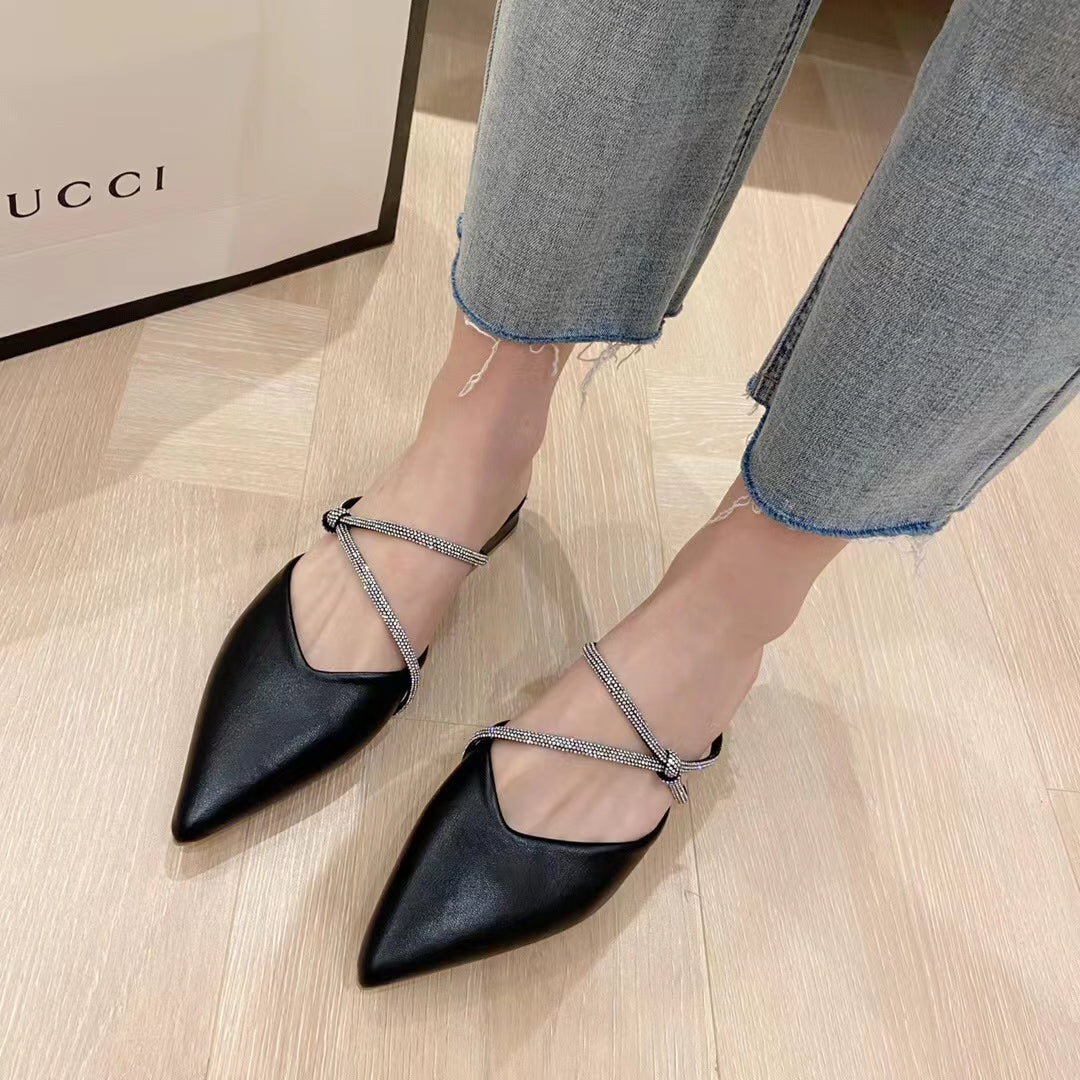 Luciana Criss Cross Slip On  Mules