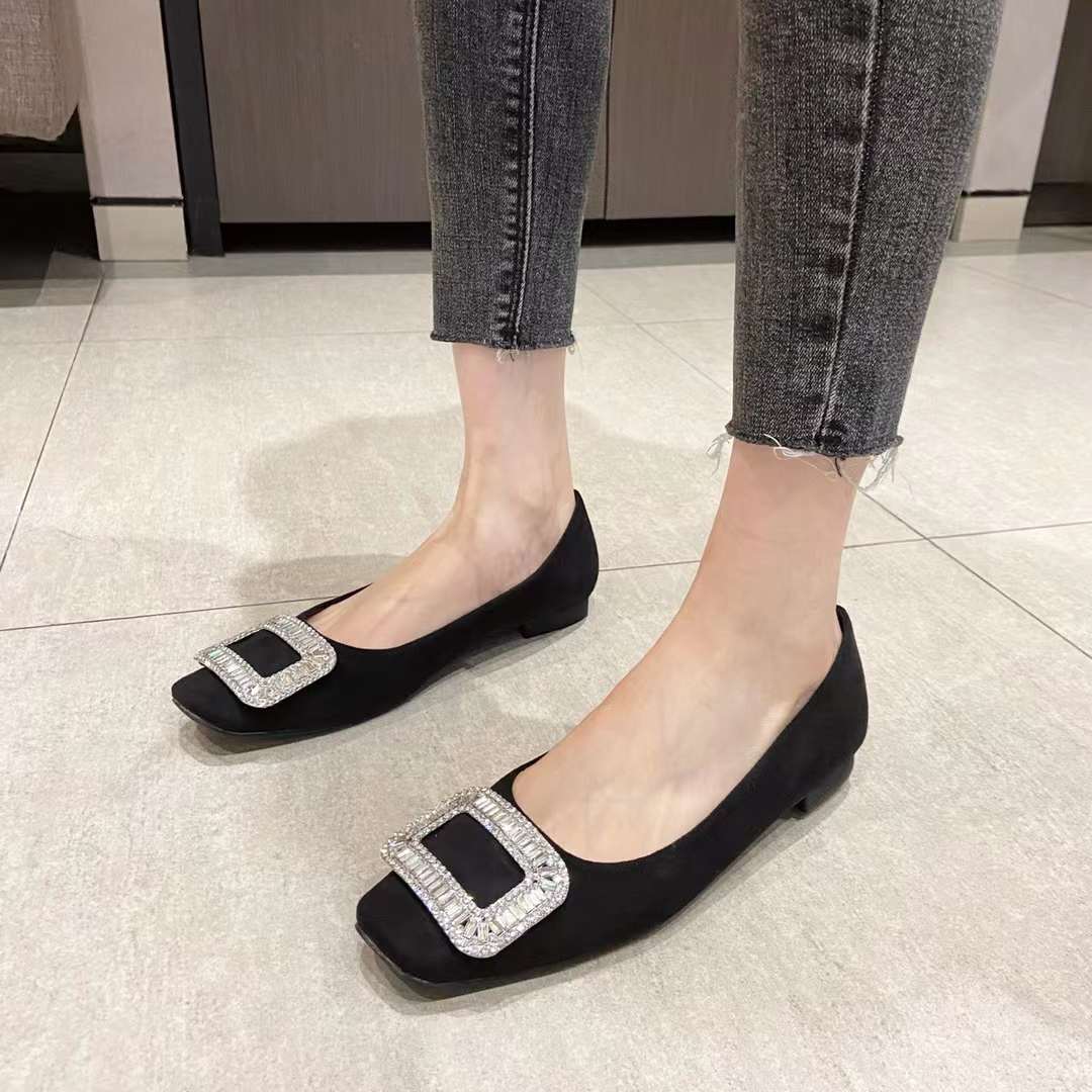 Linett Bling Buckle Square Toe Flats