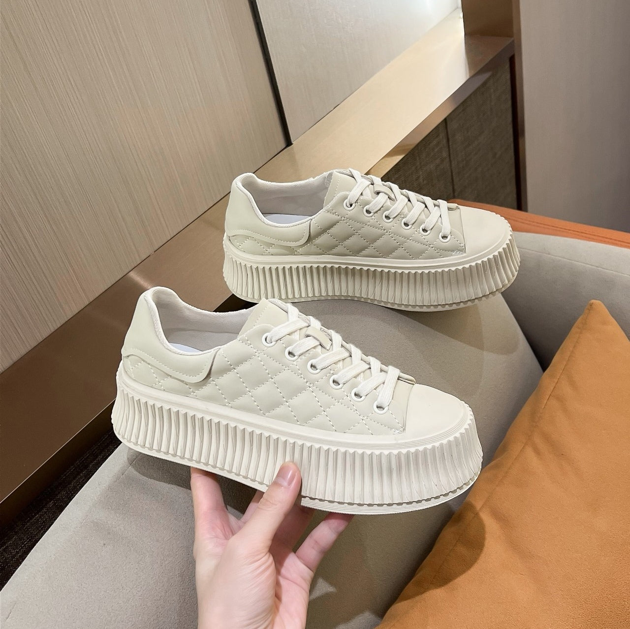 Ashton Checkered Lace Up Calf Leather Sneakers