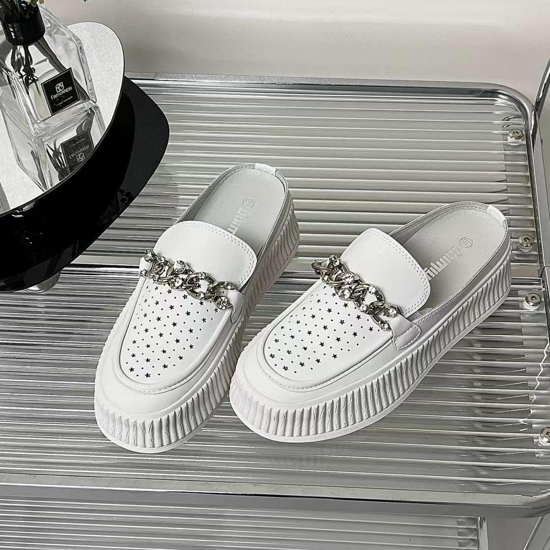 Starley Bling Buckle Slip On Calf Leather Sneakers