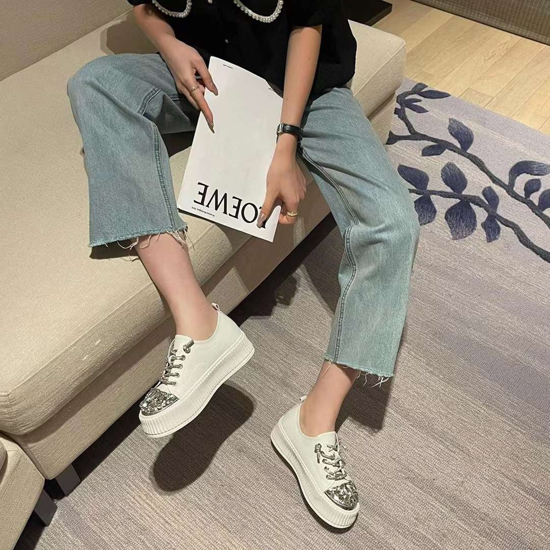 Theadora Bling Embellishments Calf Leather Sneakers