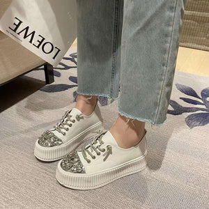Theadora Bling Embellishments Calf Leather Sneakers
