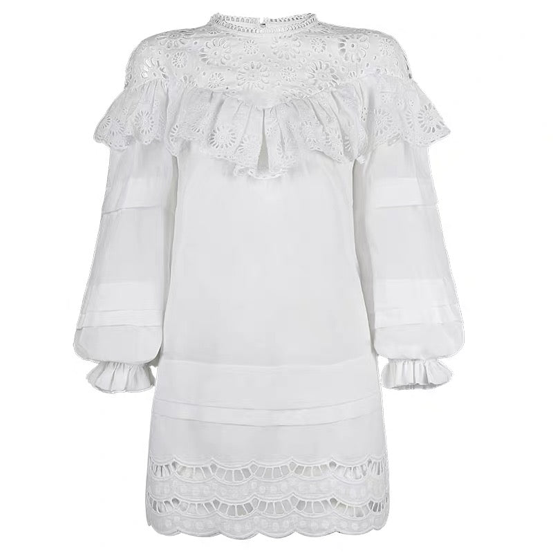 Eyelet Babydoll Ruffle Dress