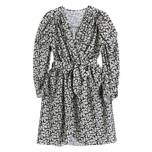 Puff Sleeve Wrap Floral Dress