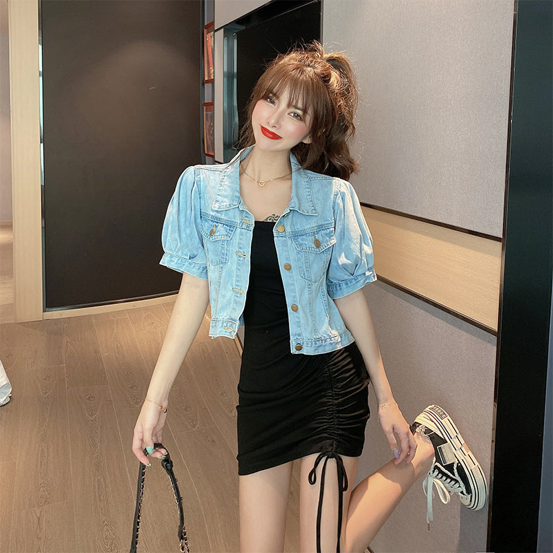 Girls cropped hot sale denim jacket