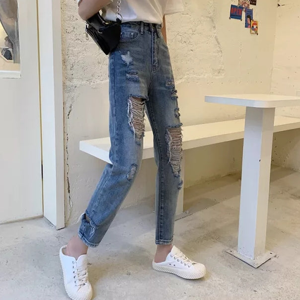 Ripped Casual High Waist Jeans