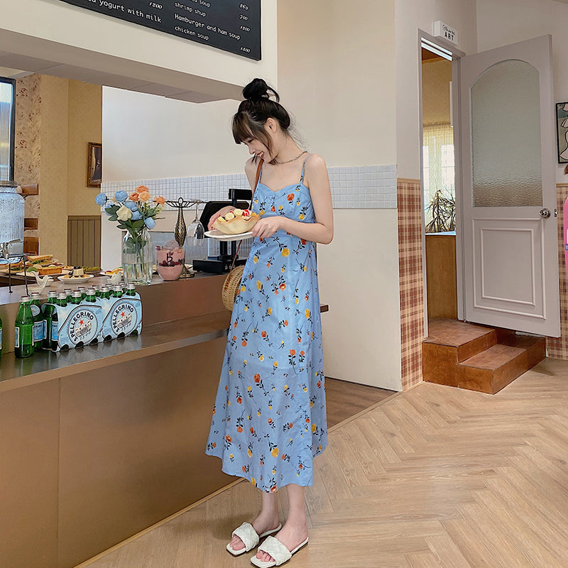 Sweetheart Spaghetti Floral Dress