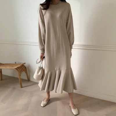 Mermaid Hem Cotton Pullover Dress