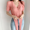 Twist Front Button Down Knit Top