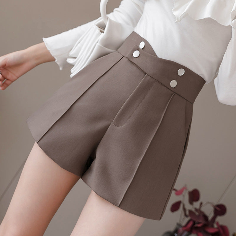 Button Up High Waist Shorts