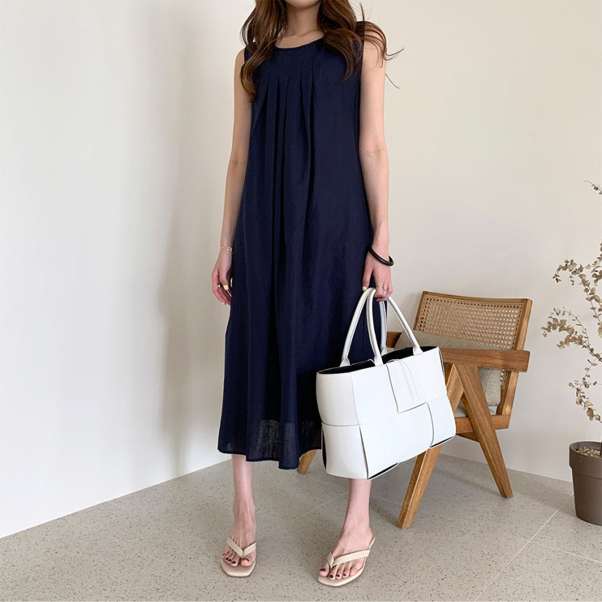 Sleeveless Cotton Linen Shift Dress