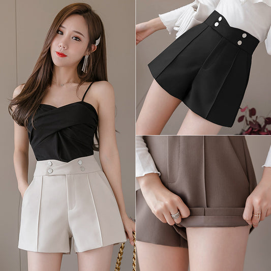 Button Up High Waist Shorts