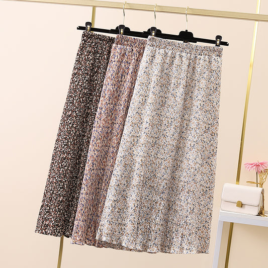 Floral Elastic Waist Skirt