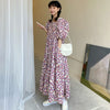 Floral Bubble Sleeve Maxi Dress