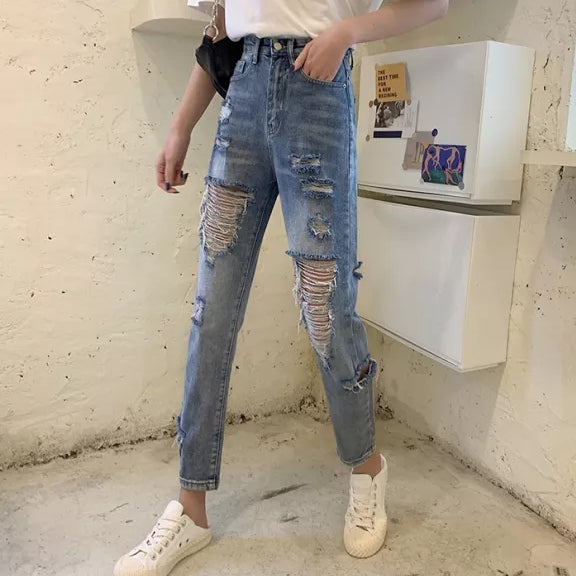 Ripped Casual High Waist Jeans