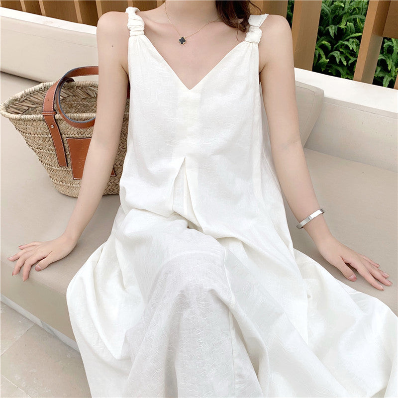 V-Neck Shoulder Knot Casual Dress