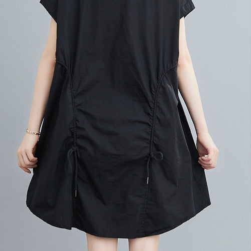 Drawstring Gathered Shirt Dress