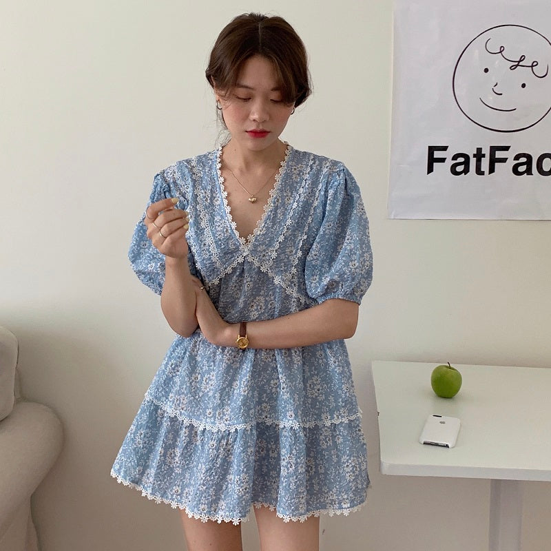 Crochet Lace Trimming Babydoll Dress