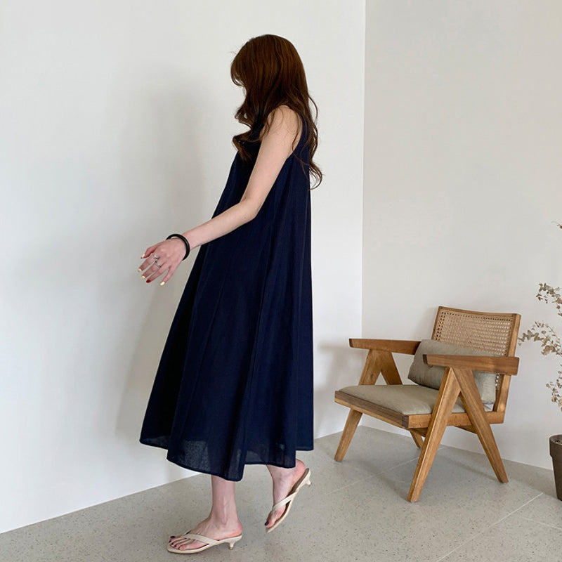 Sleeveless Cotton Linen Shift Dress