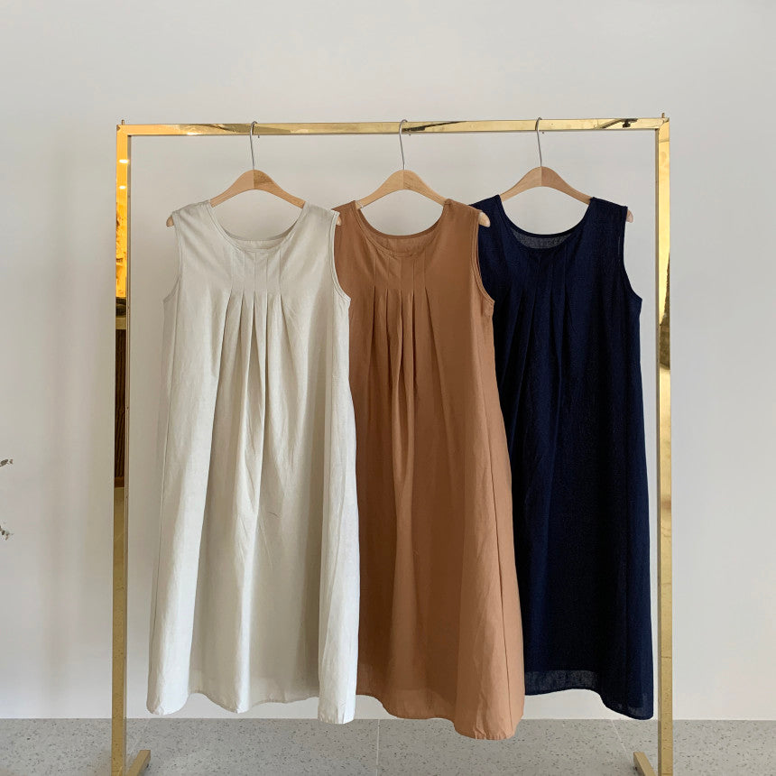 Sleeveless Cotton Linen Shift Dress