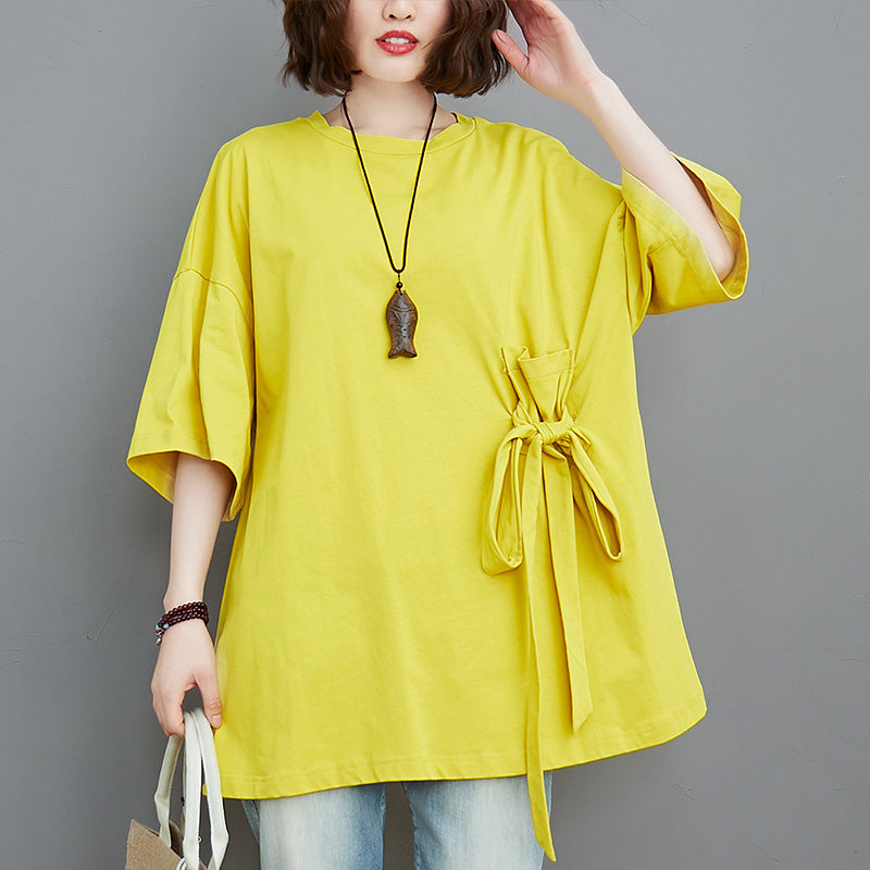 Side Ribbon Designer Oversized Tee