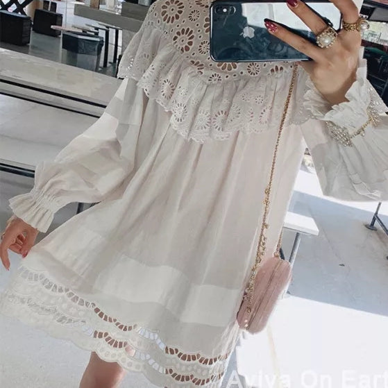 Eyelet Babydoll Ruffle Dress