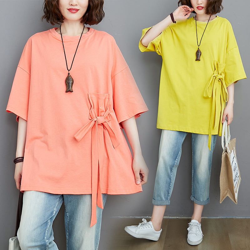 Side Ribbon Designer Oversized Tee