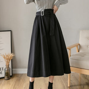 Mid Length High Waisted A-Line Skirt