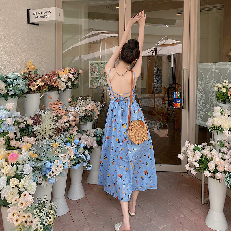 Sweetheart Spaghetti Floral Dress