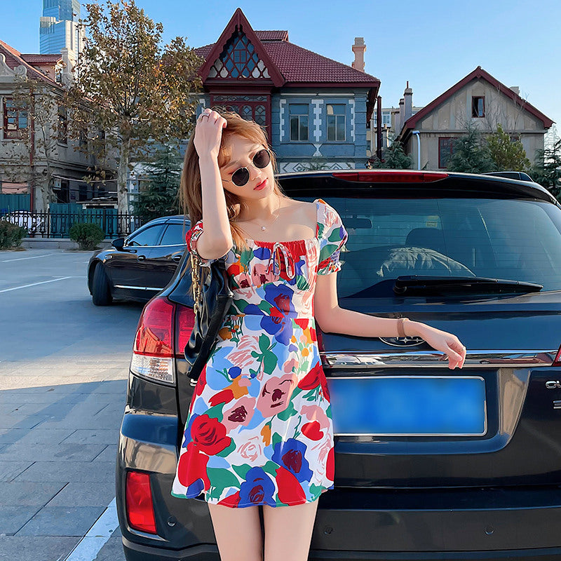 Smocked Back Floral Dress