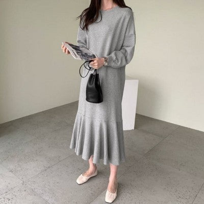 Mermaid Hem Cotton Pullover Dress