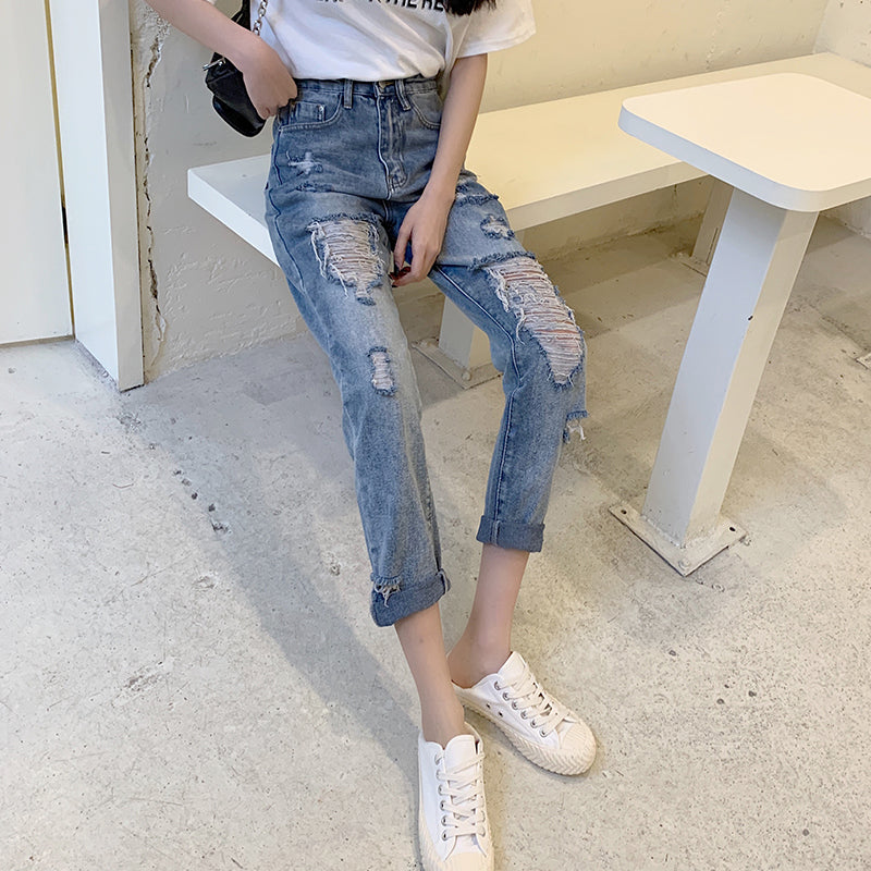 Ripped Casual High Waist Jeans